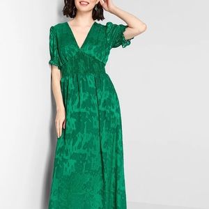 Hutch Green Satin Maxi Dress NWT